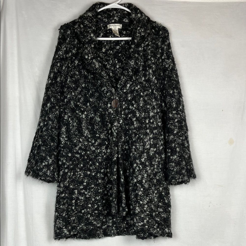 Black and Gray Susan Bristol Woman Wool Blend Cardigan